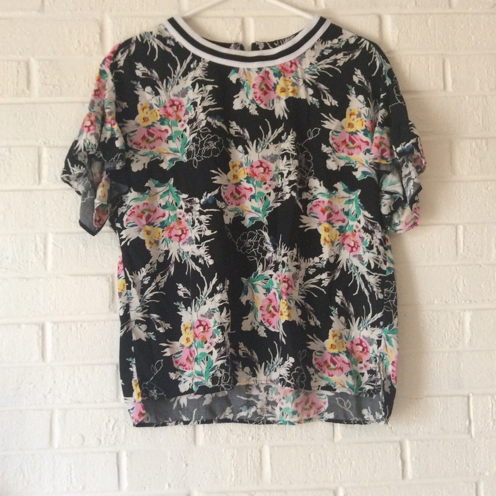 DR2 Daniel Rainn Floral‎ Top short sleeves size S